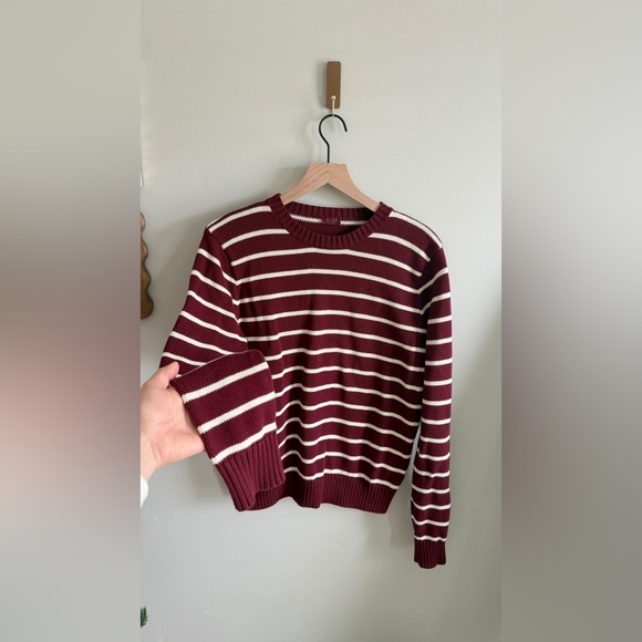 John Galt Martha Burgundy Striped Sweater - Picture 6 of 6